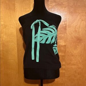 Apostrophe Large Black and Mint Green Strapless Top